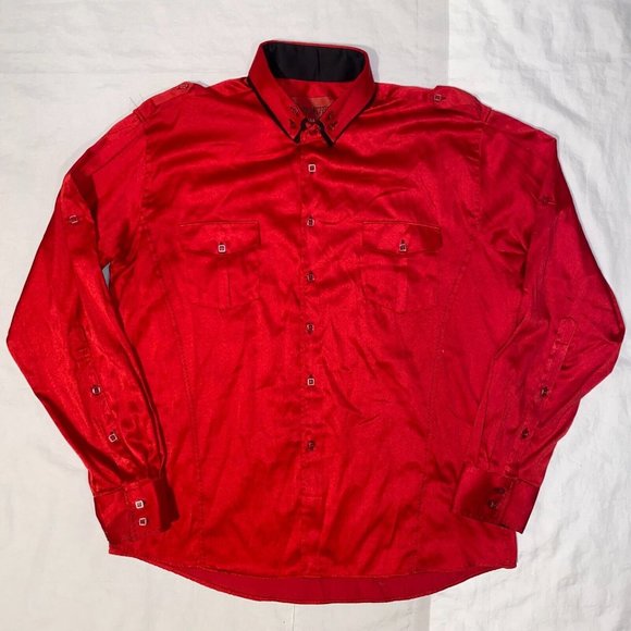 Patroncito Western Red Rodeo Shirt Cowboy Embellished Rhinestone Long Sleeve 2XL - Picture 1 of 8